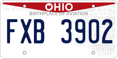 OH license plate FXB3902