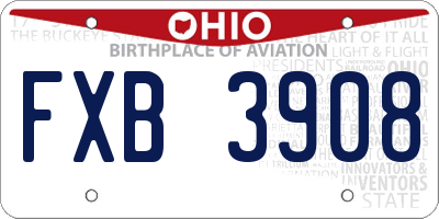 OH license plate FXB3908