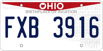 OH license plate FXB3916