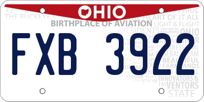 OH license plate FXB3922