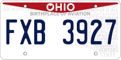 OH license plate FXB3927