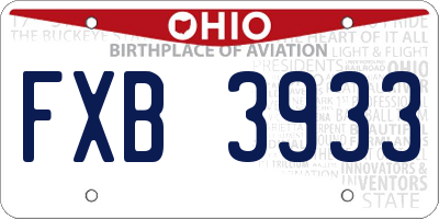 OH license plate FXB3933