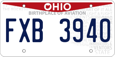 OH license plate FXB3940