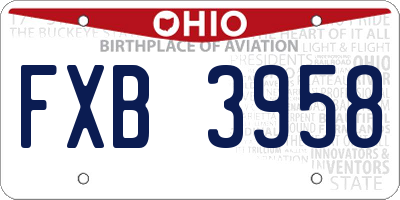 OH license plate FXB3958