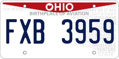 OH license plate FXB3959