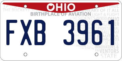 OH license plate FXB3961