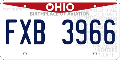 OH license plate FXB3966