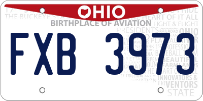 OH license plate FXB3973
