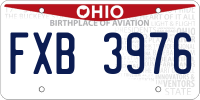 OH license plate FXB3976