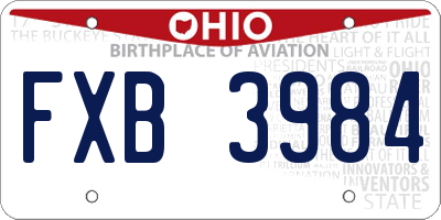 OH license plate FXB3984