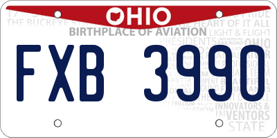 OH license plate FXB3990