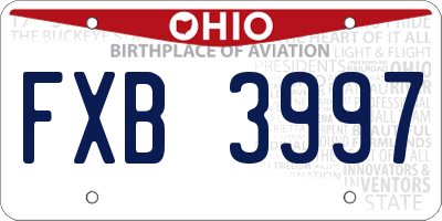 OH license plate FXB3997