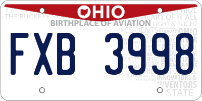 OH license plate FXB3998
