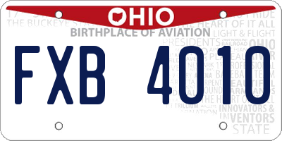 OH license plate FXB4010