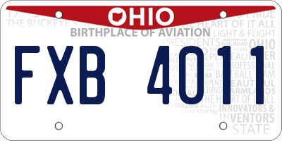 OH license plate FXB4011