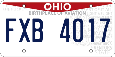 OH license plate FXB4017