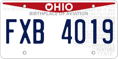 OH license plate FXB4019