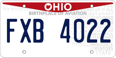 OH license plate FXB4022