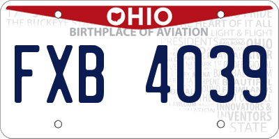 OH license plate FXB4039
