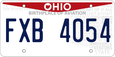 OH license plate FXB4054