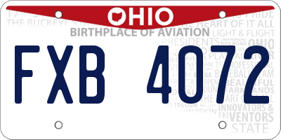 OH license plate FXB4072