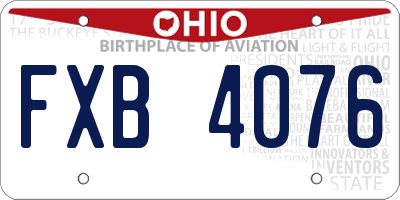OH license plate FXB4076