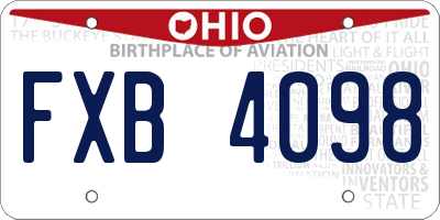OH license plate FXB4098