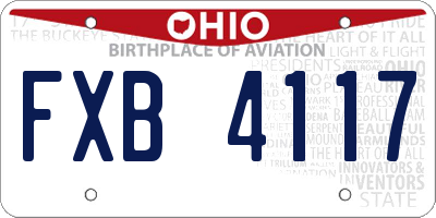 OH license plate FXB4117