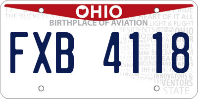 OH license plate FXB4118
