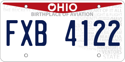 OH license plate FXB4122