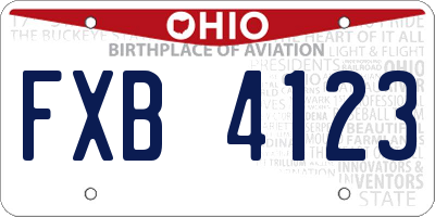 OH license plate FXB4123