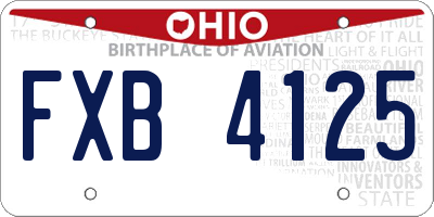 OH license plate FXB4125