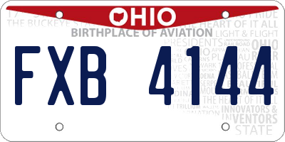 OH license plate FXB4144