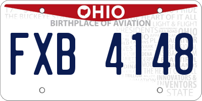 OH license plate FXB4148