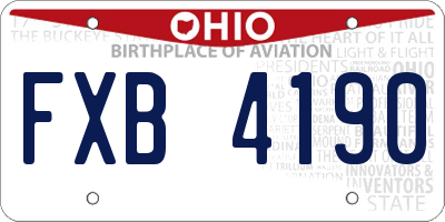 OH license plate FXB4190