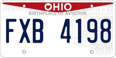 OH license plate FXB4198