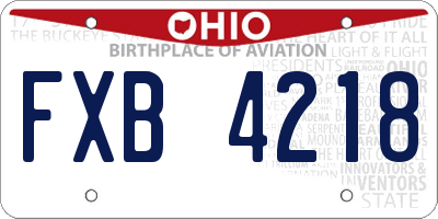 OH license plate FXB4218
