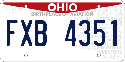 OH license plate FXB4351