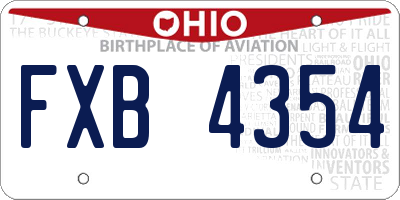 OH license plate FXB4354