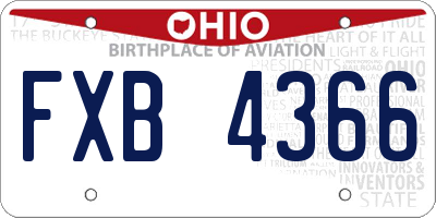 OH license plate FXB4366