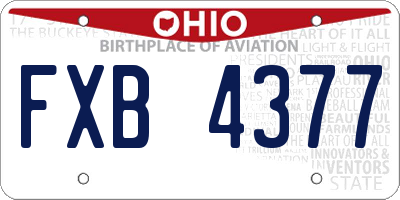 OH license plate FXB4377