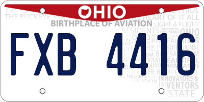 OH license plate FXB4416