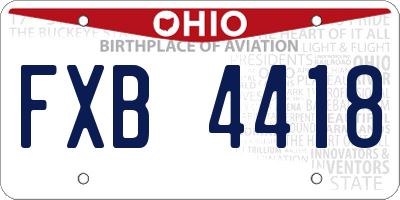 OH license plate FXB4418