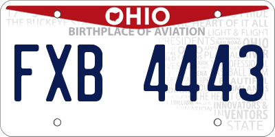 OH license plate FXB4443
