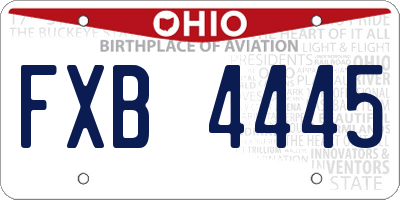OH license plate FXB4445