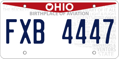 OH license plate FXB4447