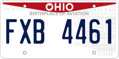 OH license plate FXB4461