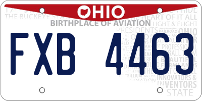 OH license plate FXB4463