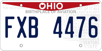 OH license plate FXB4476
