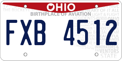 OH license plate FXB4512